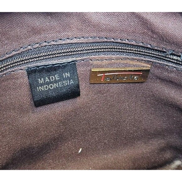 Vtg Talbots 90s Y2K Rattan Zip Crossbody Bag Purse Leather Adjustable Strap Tan - Picture 6 of 10